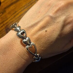 Vintage Brighton Silver Plated Hearts Bangle - Huntington Beach Collection